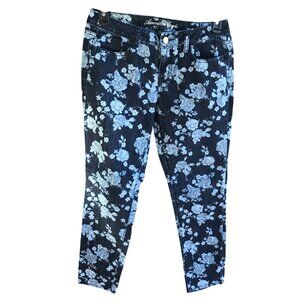 American Eagle Cropped Ankle Jeans, Floral Print on Stretchy Denim Blend Size 10